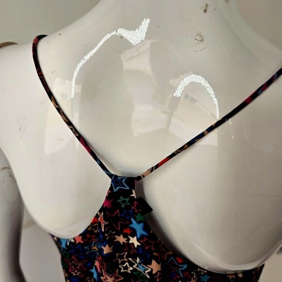 J. Crew T Back Cami Top Black Multicolor Stars Curved Hem Lightweight Size 2 NEW - Picture 5 of 9